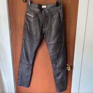 Diesel leather pants black button fly size 31